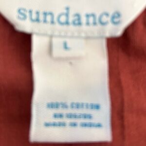 Sundance Terracotta Tropical Fall Dress Side Zip Beautiful Hem 100% Cotton L